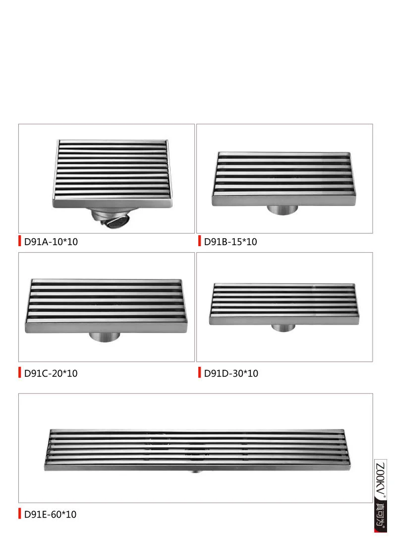 Toilet 1.5mm Thickness Square Stainless Steel Floor Drain Cover with Buckle Engineering Single and Double Water Seal Odorless Floor Drain